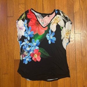 Ted Baker Floral V Neck Short Sleeve T Shirt